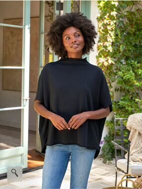 Frank & Eileen One Size blue Audrey Triple Fleece Capelet sweatshirt new